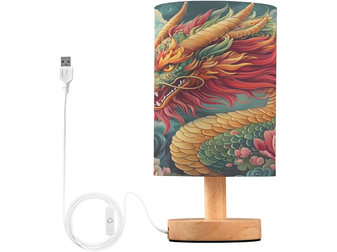 Abajur De Cabeceira Colorido Em Formato Dragão Com Porta Usb, Sem Necessidade De Lâmpada, Luz Led Quente Para Quarto