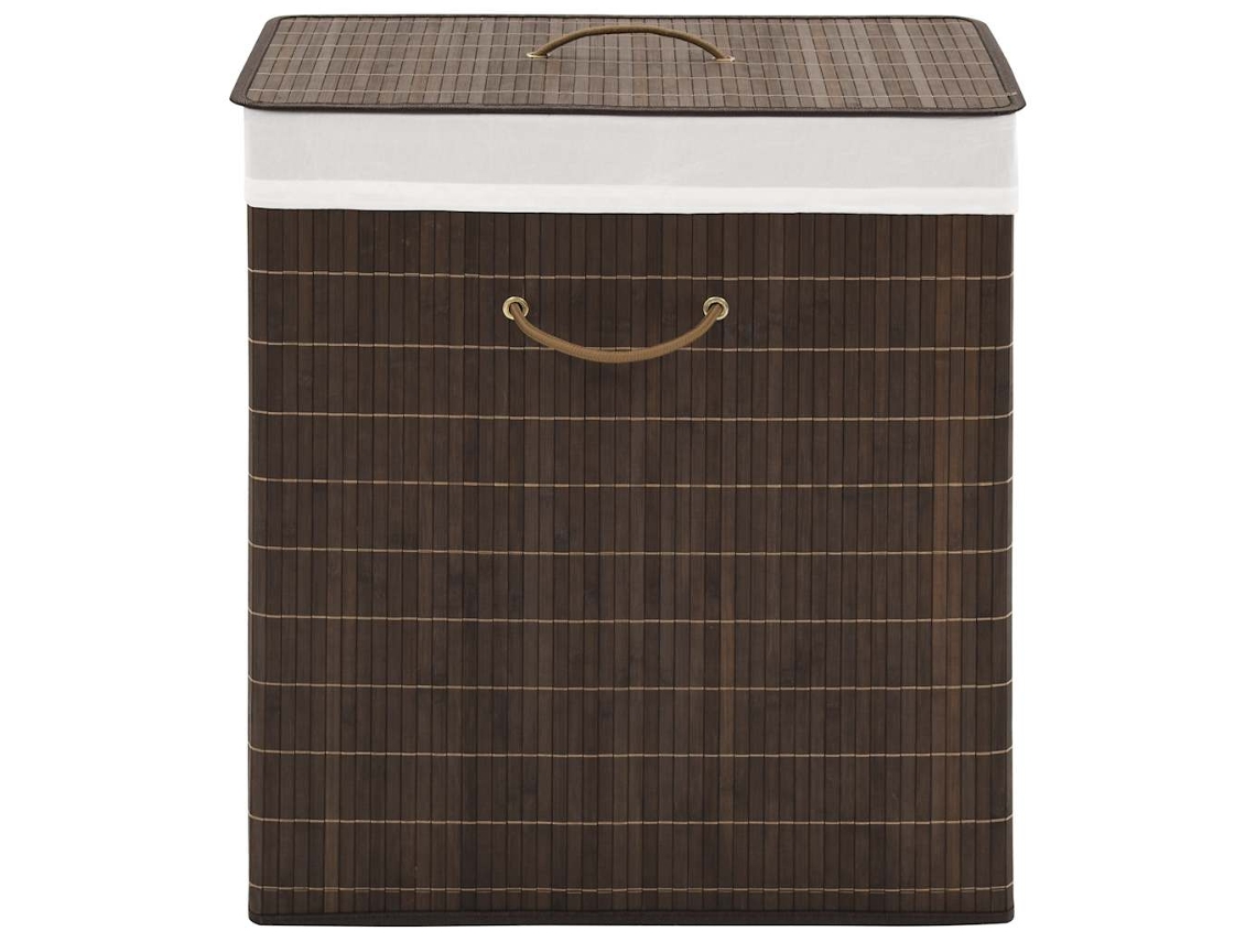 Vidaxl Cesto Retangular Para Roupa Suja Bambu Castanho Escuro