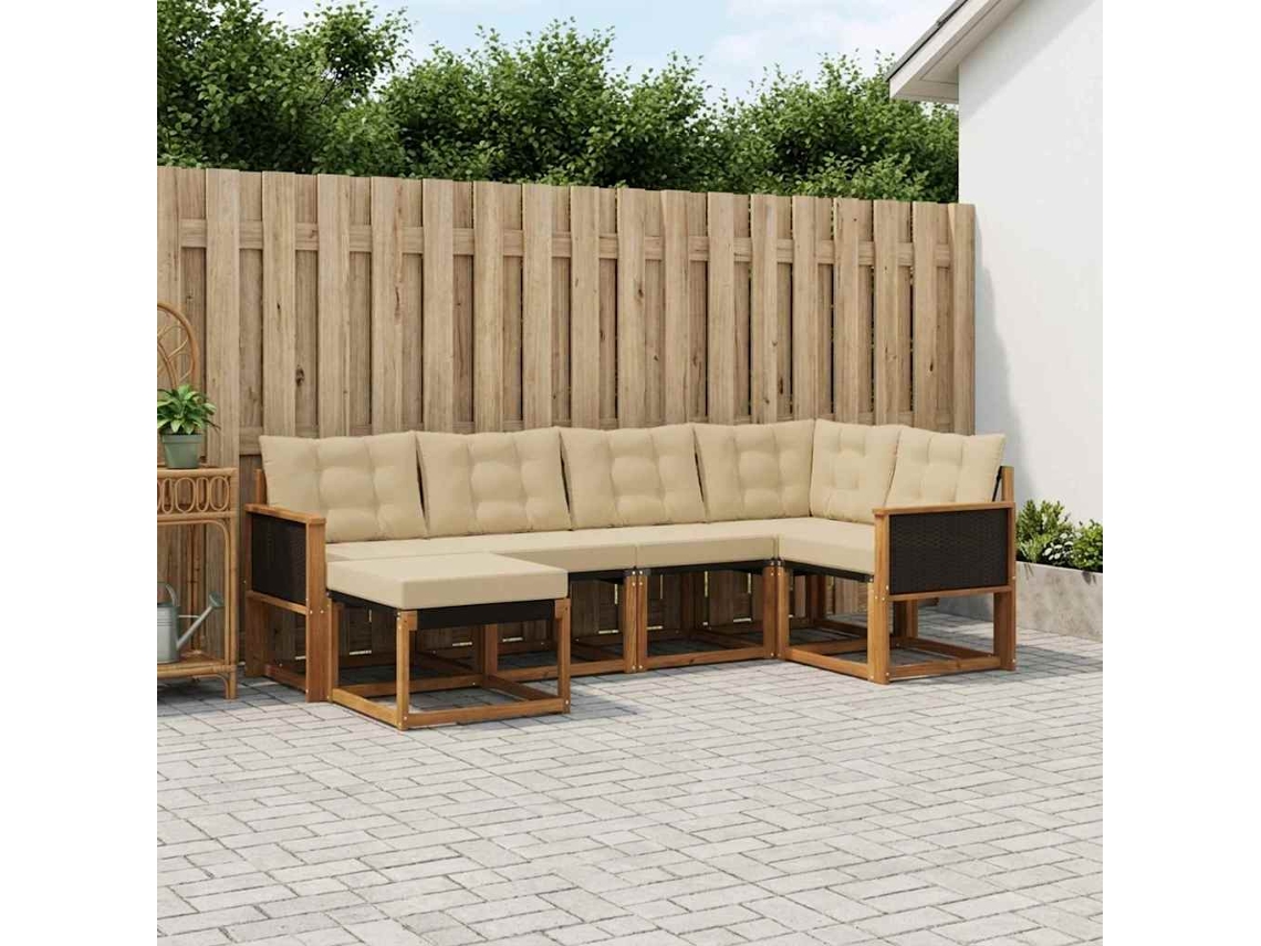 Vidaxl Conjunto De Sofás Para Exterior 6 Pcs Natural E Bege
