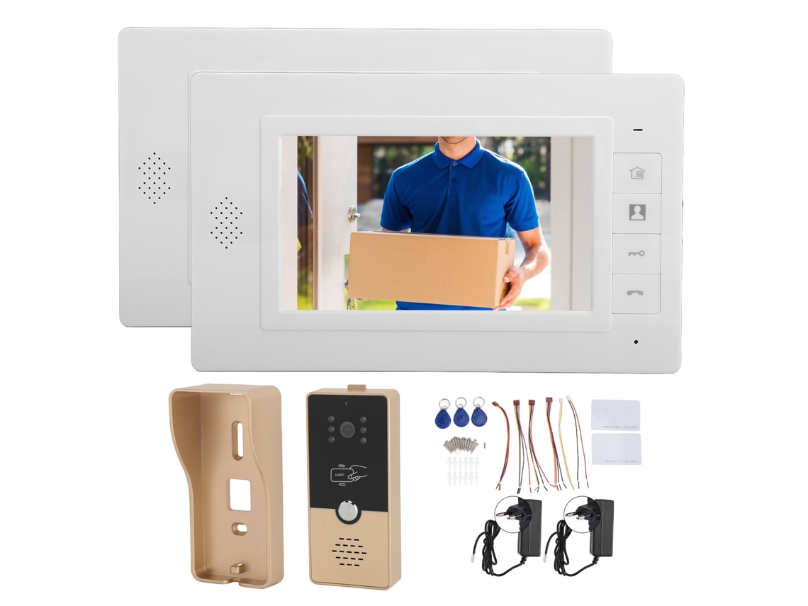Sistema Intercom Porta Com Câmera 7 Polegadas Ouro