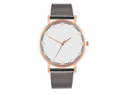 Reloj De Cuarzo De Pareja Estilo Casual Con Correa De Malla Moda (blanco Oro Rosa Negro)