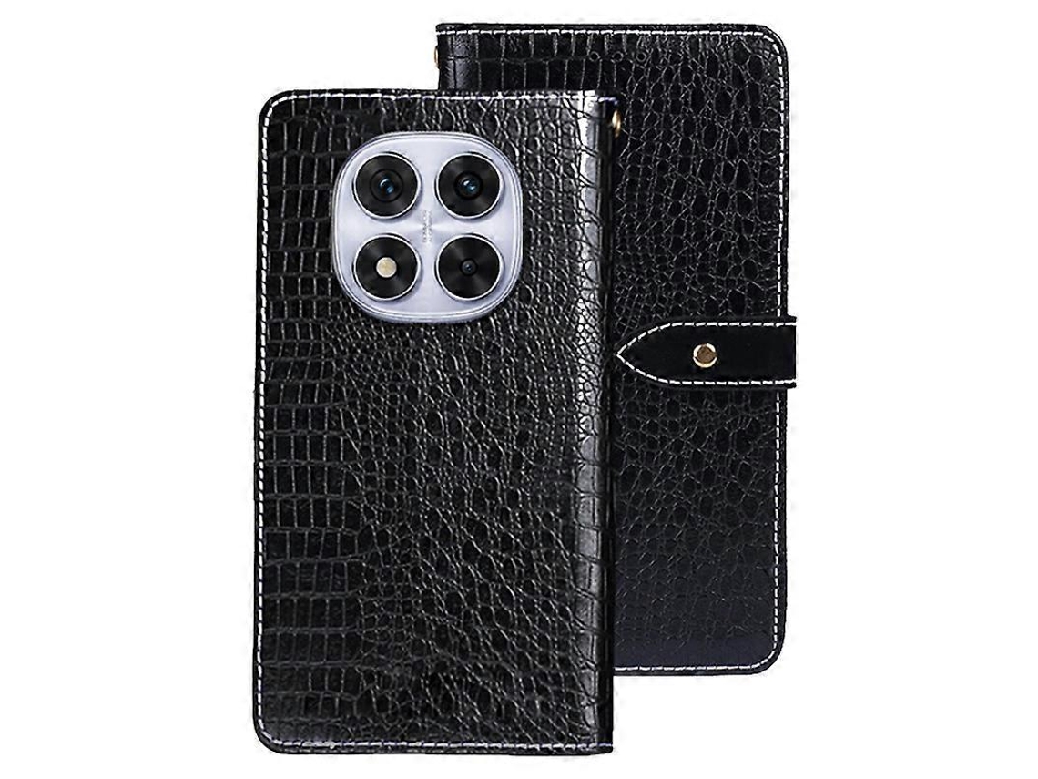 Capa Flip De Couro Sintético Com Textura De Crocodilo Da Idewei Para Xiaomi Redmi Note 14 Pro 4g, Preta