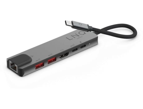 Hub LINQ LQ48015 (USB-C - 6 Portas - Cinzento)