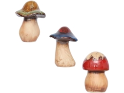 Inoomp Kit de 3 Miniaturas de Cogumelos de Cerâmica para Jardim, Decoração Às Intempéries, para Áreas Externas, CHABERLU