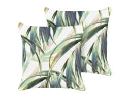Conjunto De 2 Almofadas De Exterior Beliani Calderina De Poliéster Verde 45x45x10