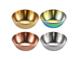 Conjunto de 4 Recipientes de Acero Inoxidable, Pequeñas Tazas para Salsas, Platos de Aperitivos para Condimentos, para Hogar Y Hotel 8x8x2,5cm