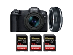 Eos R8 + Rf 24 50mm Is Stm + Ef eos R Premium + 3 Sandisk 64gb Uhs ii 300mb/s + Ebook “20 Dicas para Fotos Que Impressionam” CANON