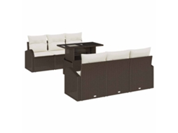 Maison Exclusive - Conjunto De Sofá De Jardim Com Almofada Manual 7 Pcs Castanho