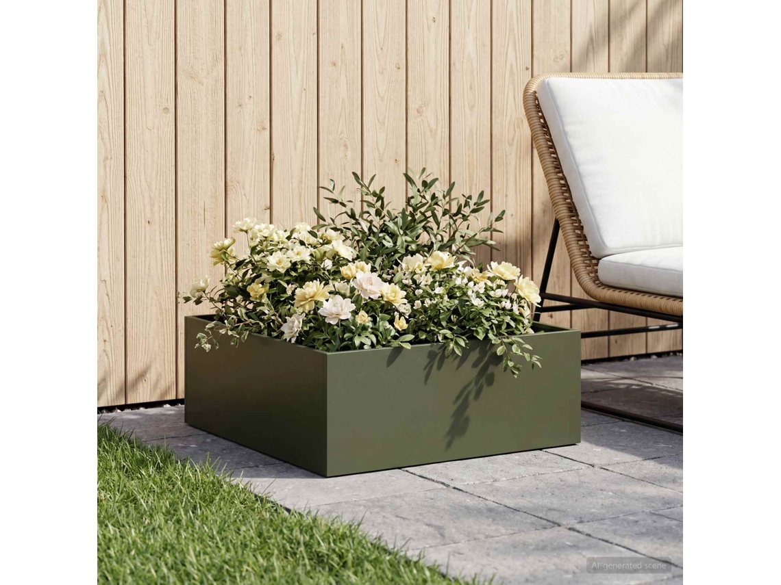 Vidaxl Vaso De Jardim Verde-azeitona 40 X 40 X 20 Cm