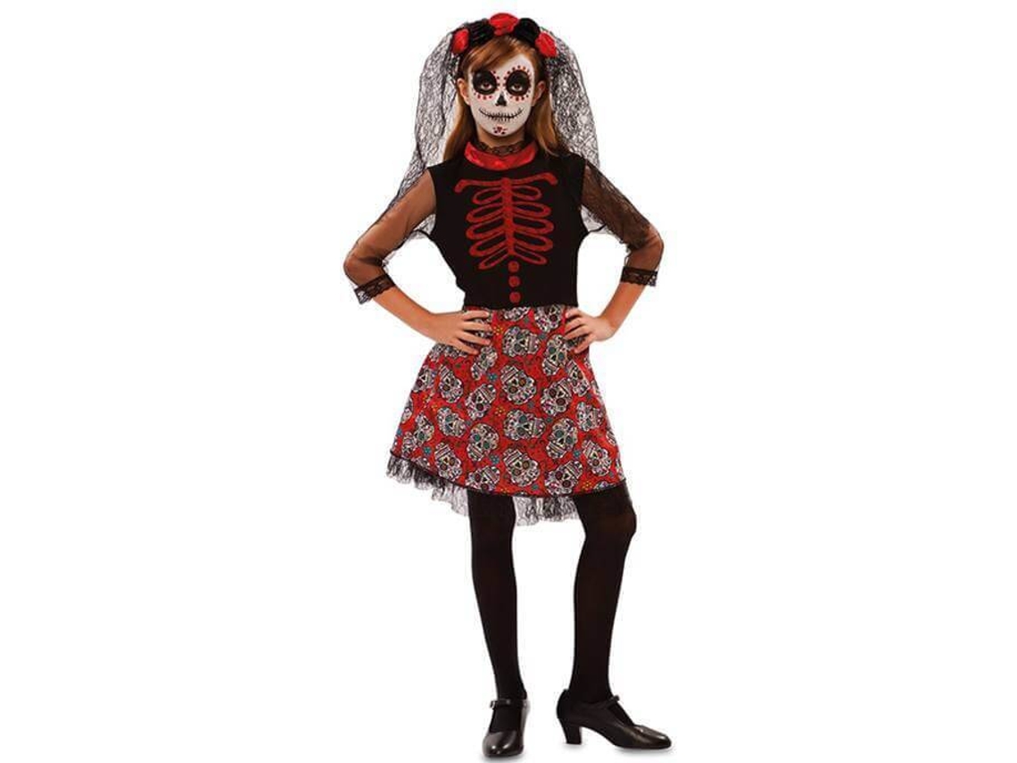 Fato de Menina DISFRAZZES Catrina Vermelho (Tam: 5 a 6 anos)