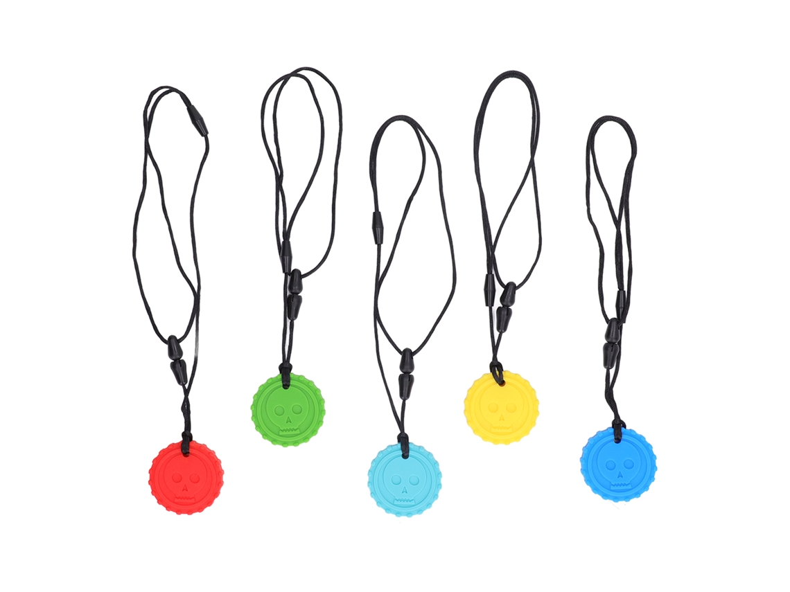 Primerox 5pcs Chupetas de Silicone com Padrão de Caveira 5 Cores Sem Bpa Pvc para Bebê