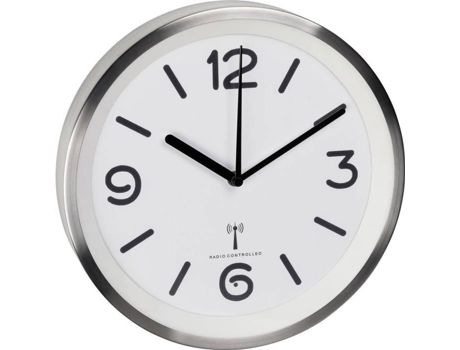 Relógio De Parede Radiocomandado Tfa 60.3535.02 Alumínio Escovado 253 Mm X 42 Mm