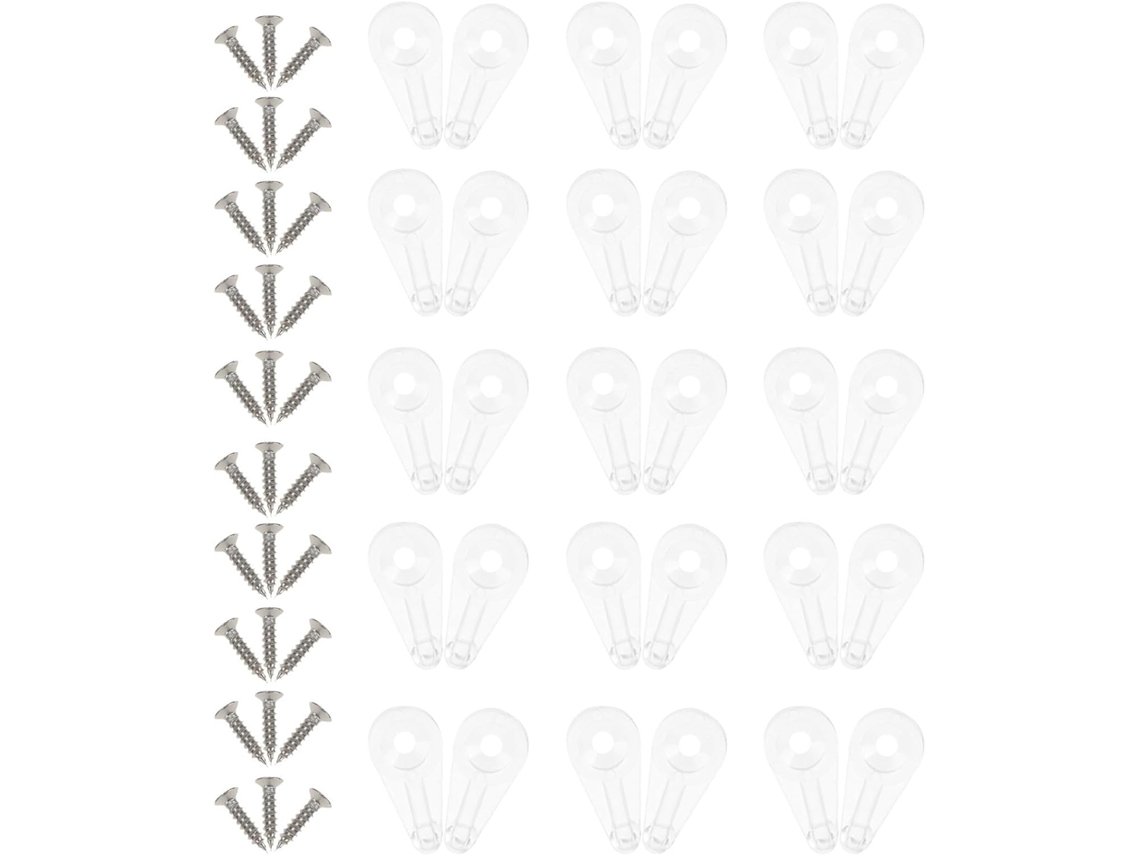 Ciieeo Superfície Lisa com Parafusos e Fixação de Vidro, 30 Clips para Espelhos, Plástico Resistente, Ideal para