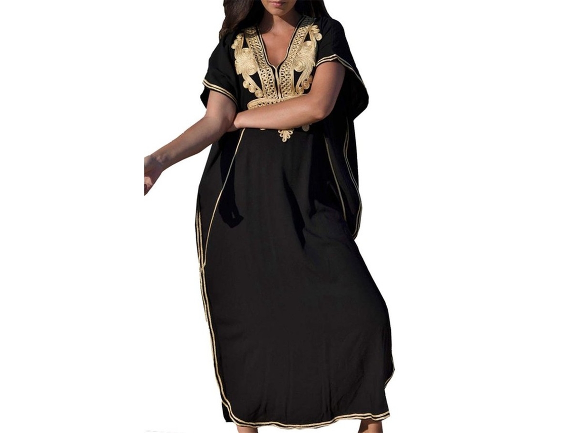Escolha Sólida- Vestido De Verão Maxi - Vestido De Praia Étnico - Kimono Kaftan - Polyester Suave - Uma Tamanho - Ideal Para Cobertura