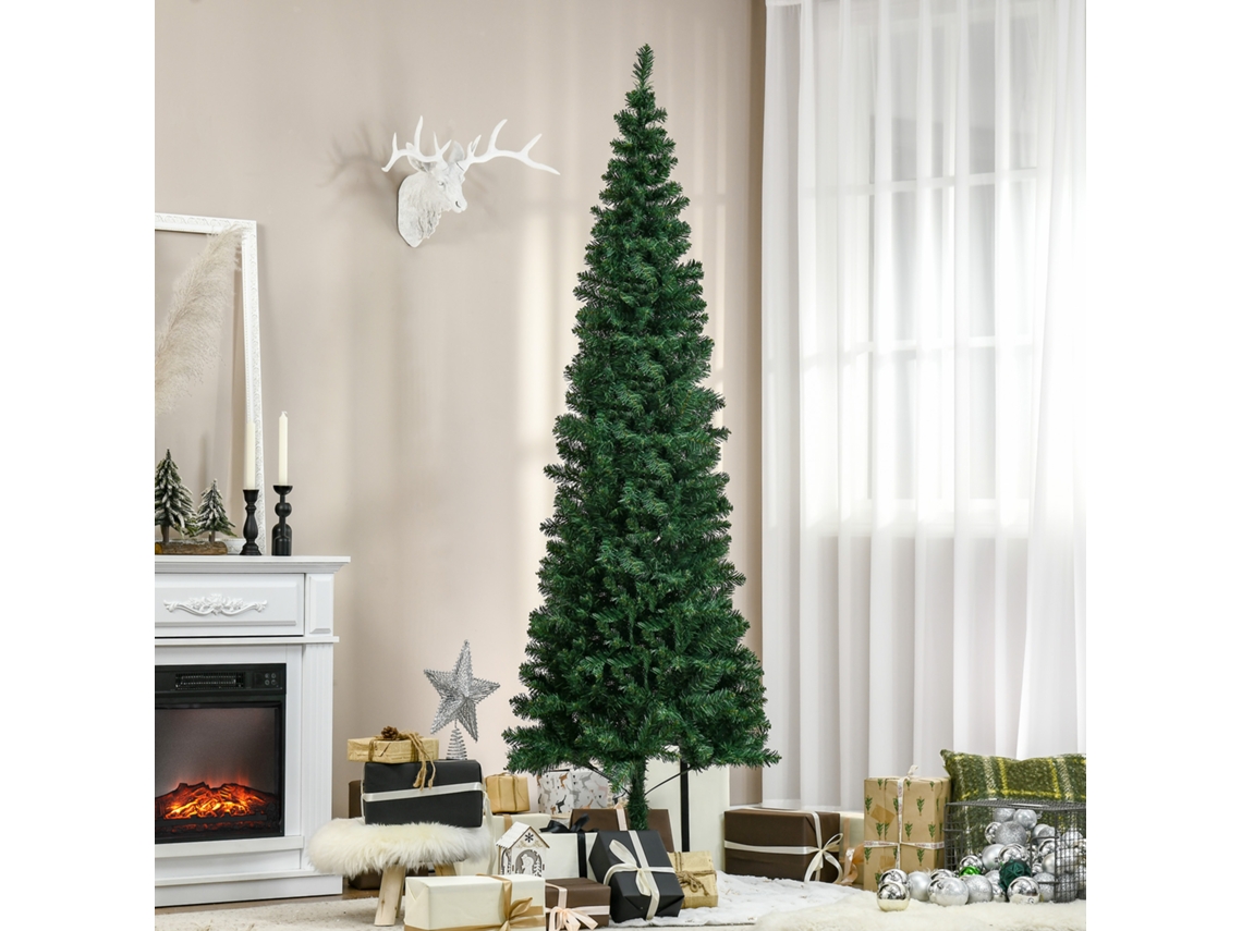 Árvore De Natal Fir Artificial 2,1m Com Suporte, Leds, 1 Poinsétia, Verde