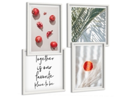 Composição De Quadros Estilo Boho Plantas Frutas Trópicos Espelharte (4 Peças)
