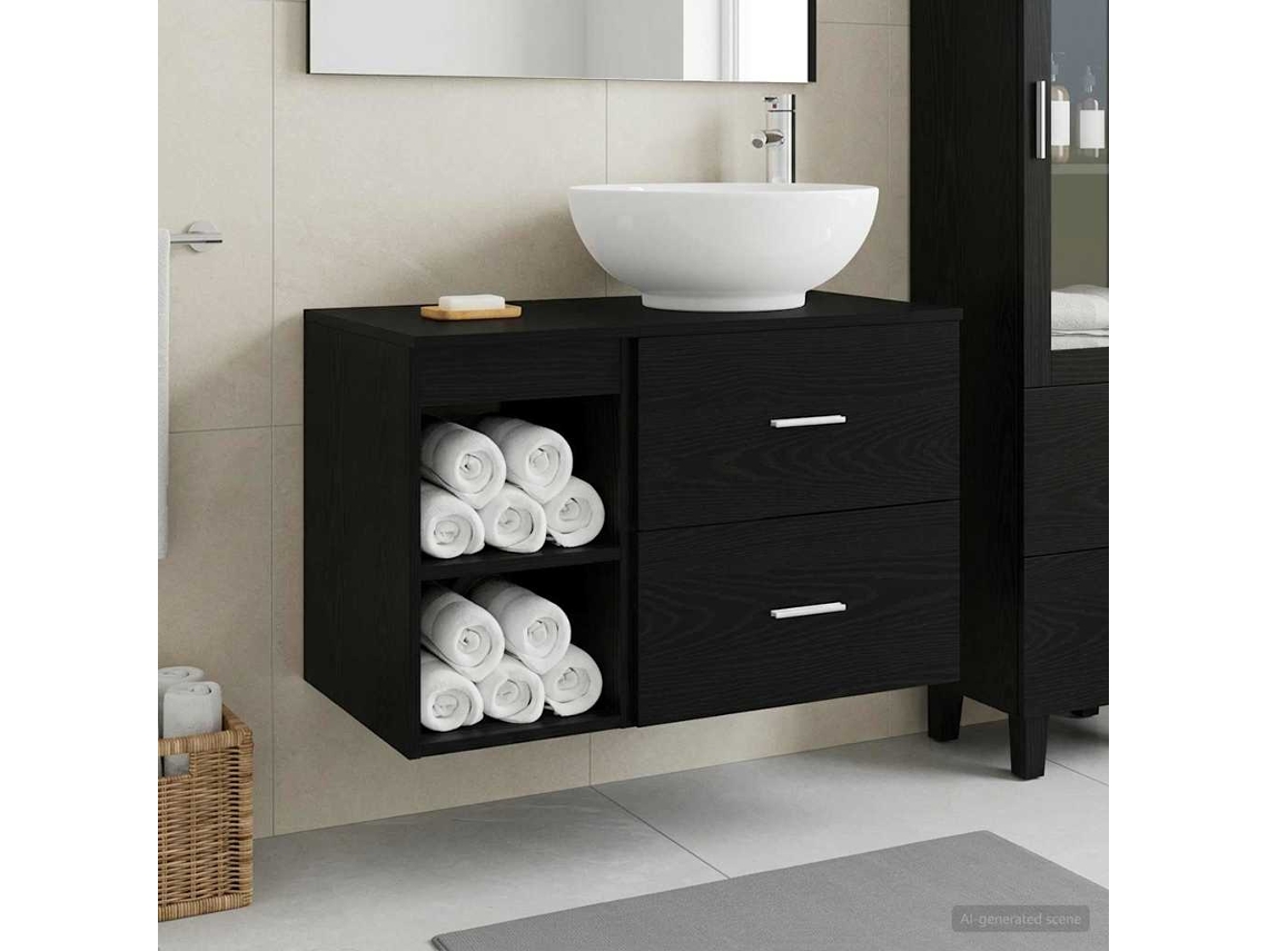 Vidaxl Conjunto De Móveis Para Banheiro 2 Pcs Carvalho Preto