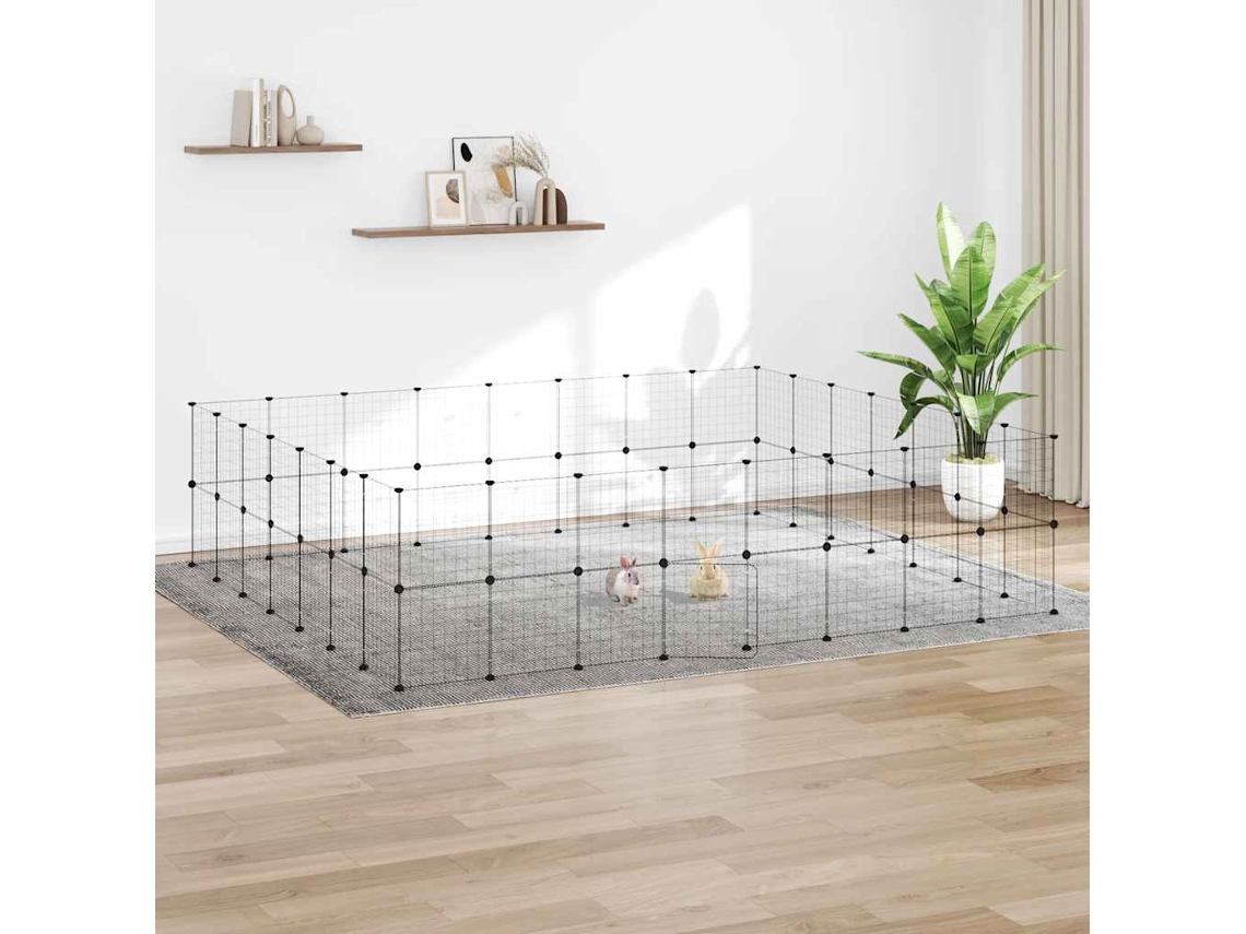 Vidaxl Gaiola P/ Animais De 60 Painéis C/ Porta 35x35 Cm Aço Preto