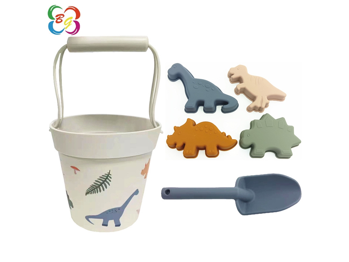 Yuysan Conjunto De Brinquedos De Praia Em Silicone, 6 Peças Dinossauro