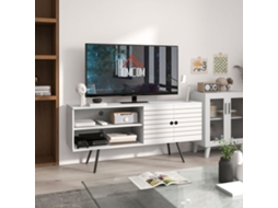 Móvel de TV moderno para TVs de 65 polegadas, com 2 prateleiras abertas e 1 ajustável, 145x38x65cm, branco PMM CAPITALI