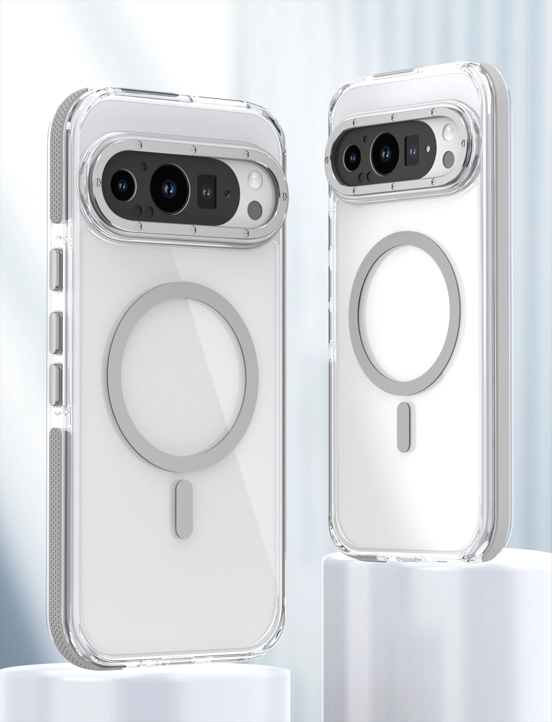 Capa Transparente Para Celular (pixel 9 Pro 5g, Cinza), Compatível Com Carregamento Sem Fio Magnético Magsafe, Capa Protetora À Prova De Choque.