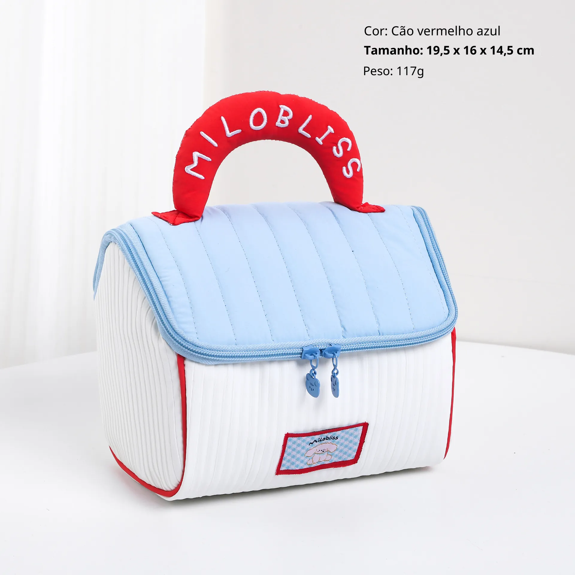Mochila de Viagem Organizadora com Figurinha 3d Casa Bonitinha Impermeável 19,5*16*14,5cm ZSANFS (cachorro Vermelho e Azul)