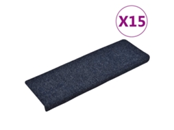 Vidaxl Tapetes De Escada Autoadesivos 15 Peças 65x21x4 Cm Azul Com Borda Retangular