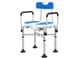 Assento De Duche Para Pessoas Idosas Com Ranhurado Altura Ajustável Banco De 53x41,5x91,5 Cm Azul