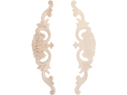 Conjunto 2 Apliques Parede Decorativos Motivos Rosas Esculpidas Madeira Maciça Resistente Desgaste Fácil GOKOCO
