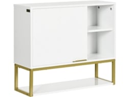 Armário de Parede Casa de Banho Mdf e Aço Cor Branco 60x20x51 cm Kleankin