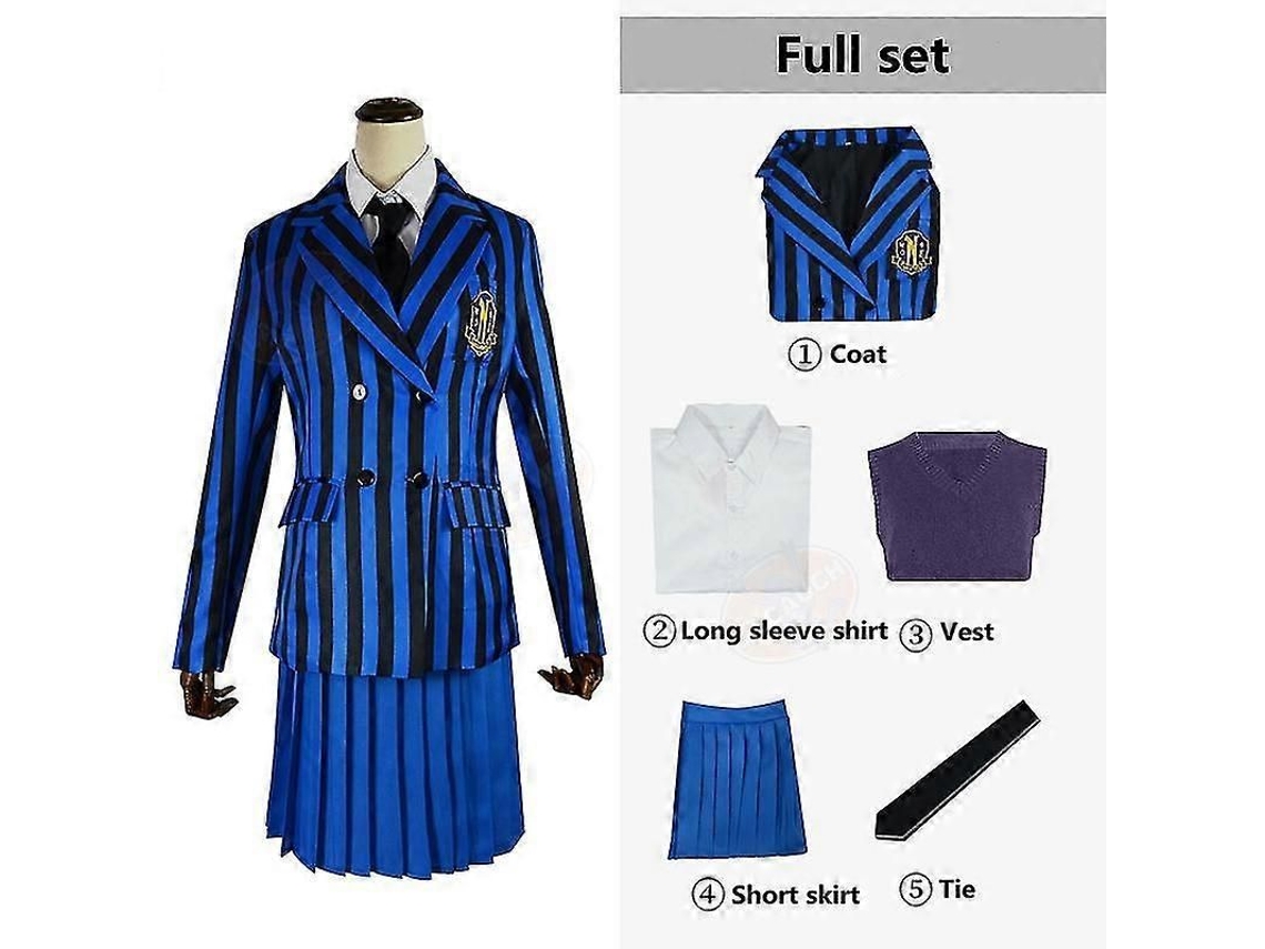 2026 traje de Cosplay Wednesday Addams Nevermore Academy Uniforme Escolar Conjunto Unisex