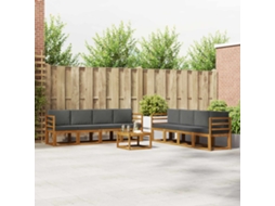 Vidaxl Conjunto De Sofás Para Exterior 9 Unid. Natural E Antracite