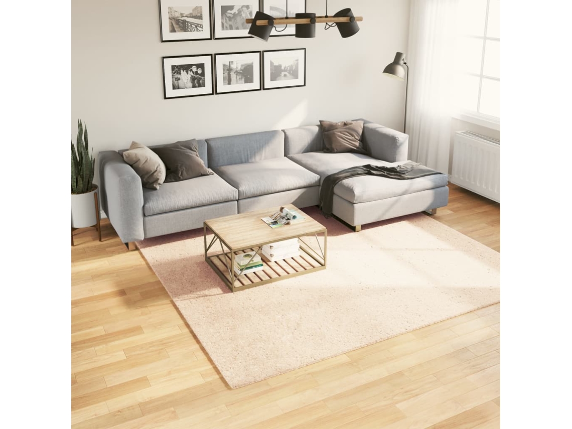 Vidaxl Tapete Pelo Curto Macio E Lavável Huarte 240x240 Cm Bege