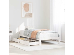 Vidaxl Estrutura De Cama C/ Gavetas 100x200 Cm Pinho Maciço Branco