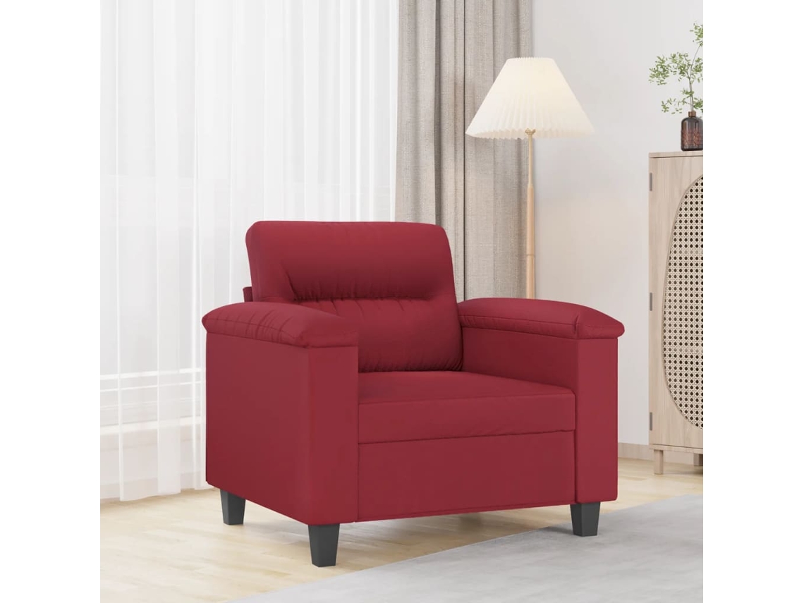 Vidaxl Poltrona 60 Cm Couro Artificial Vermelho Tinto