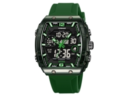 Relógio de Pulso Eletrônico Digital Luminoso e Elegante, À Prova D'água, na Cor Verde Militar, para Homens. MDUG