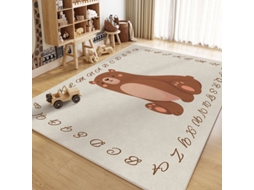 Tapete de Atividades com Alfabeto Animal, Tapete de Engatinhar para Crianças, Tapete Educativo Antiderrapante,urso Marrom/60x90cm GERTIZ