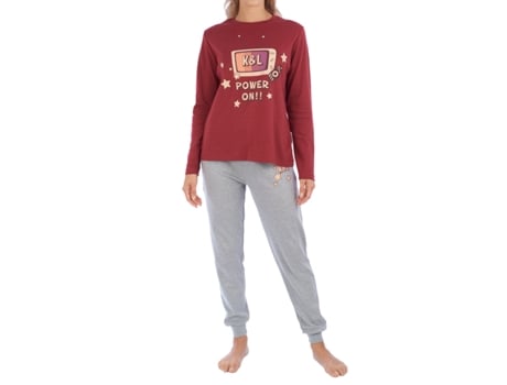 Pijama de Inverno Feminino de Manga Comprida Klp1 KISSES AND LOVE