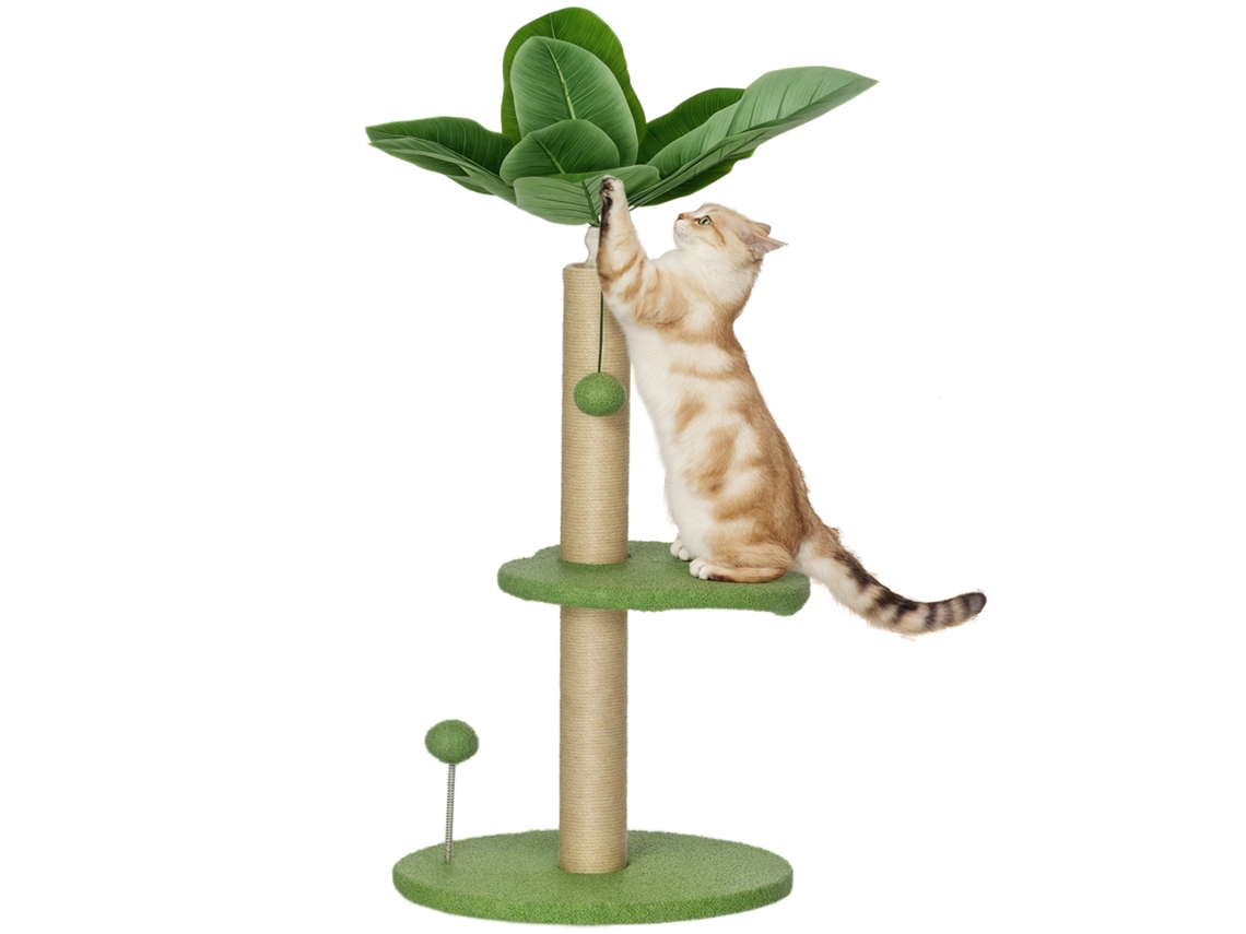 Árvore Para Verde Gatos Com Arranhador, Plataformas E Bolas De Brinquedo, Torre Pelúcia Aglomerado Ø40x83 Cm,
