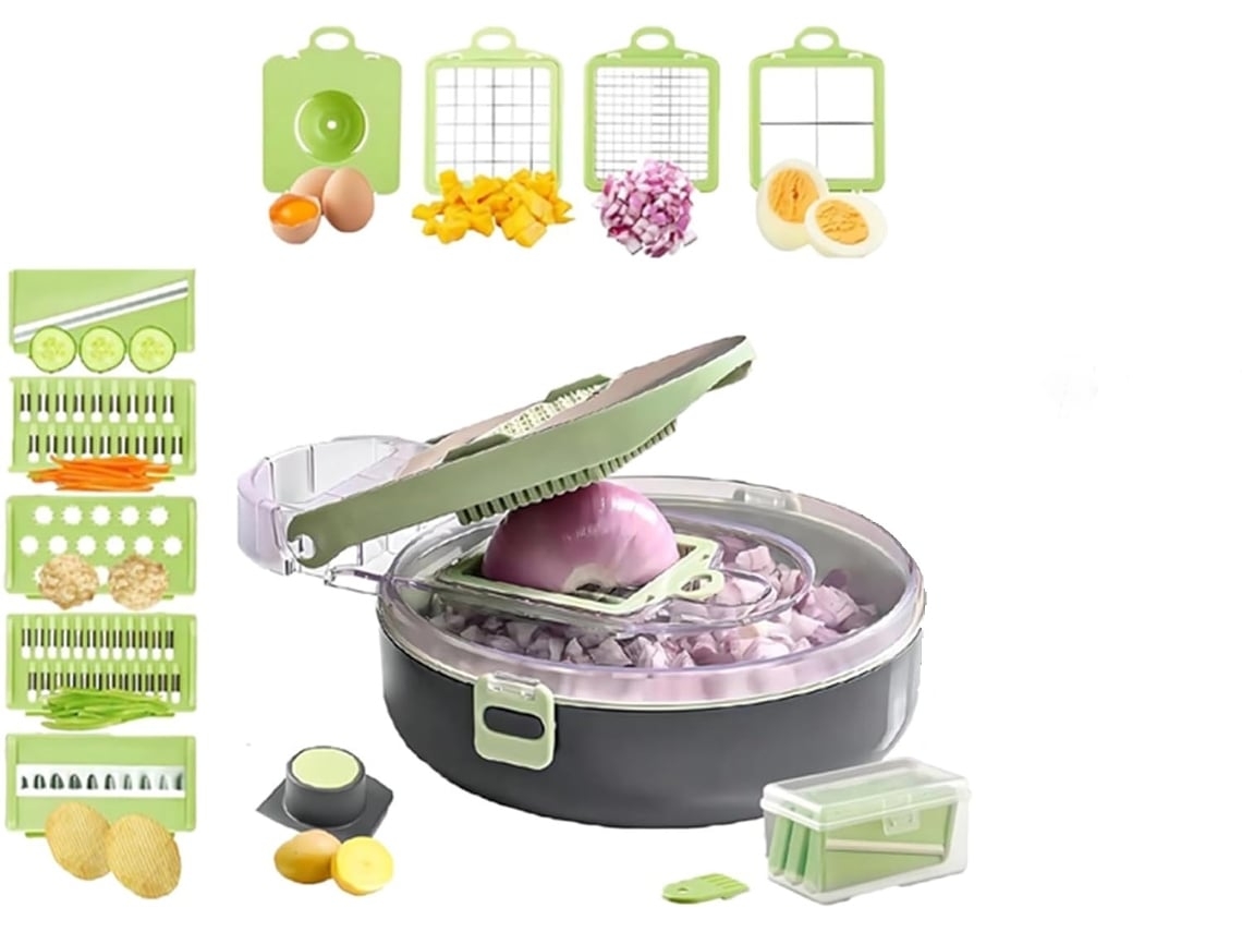 Cortador de Vegetais 9 em 1-9 Lâminas Cortador de Vegetais-Cozinha-Veggie Chopper-Pro Food Chopper Cebola Chopper-Slicer Dicer Cutter Cinza