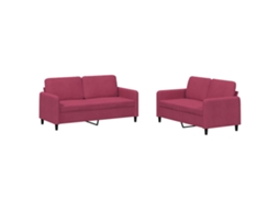 Conjunto 2 de sofás veludo VIDAXL vermelho-tinto (158 x 77 x 80 cm)