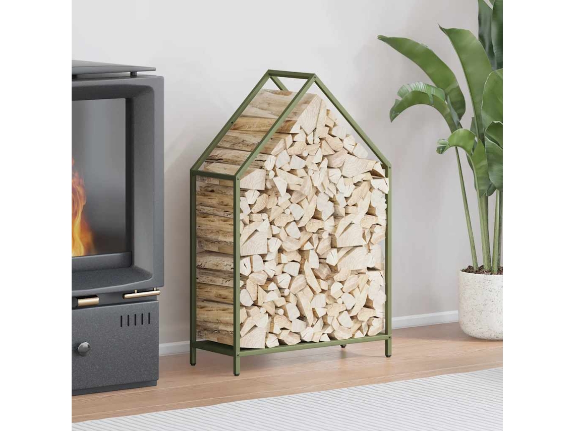 Vidaxl Suporte Para Lenha Aço Laminado A Frio Verde Azeitona