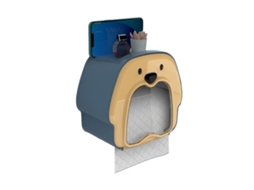 Dispensador de Papel Higiênico em Parede com Forma de Pinguim em Azul e Amarelo S/MARCA