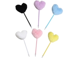 Canetas Em Formato De Coração E Pompons De Pelúcia Sewacc, Canetas S