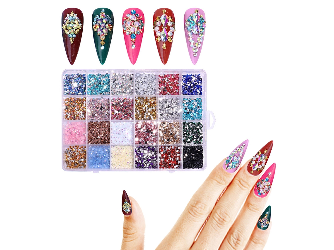3500 Strass Planos de Resina para Unhas, Decorações Acrílicas para Unhas, Faça Você Mesmo