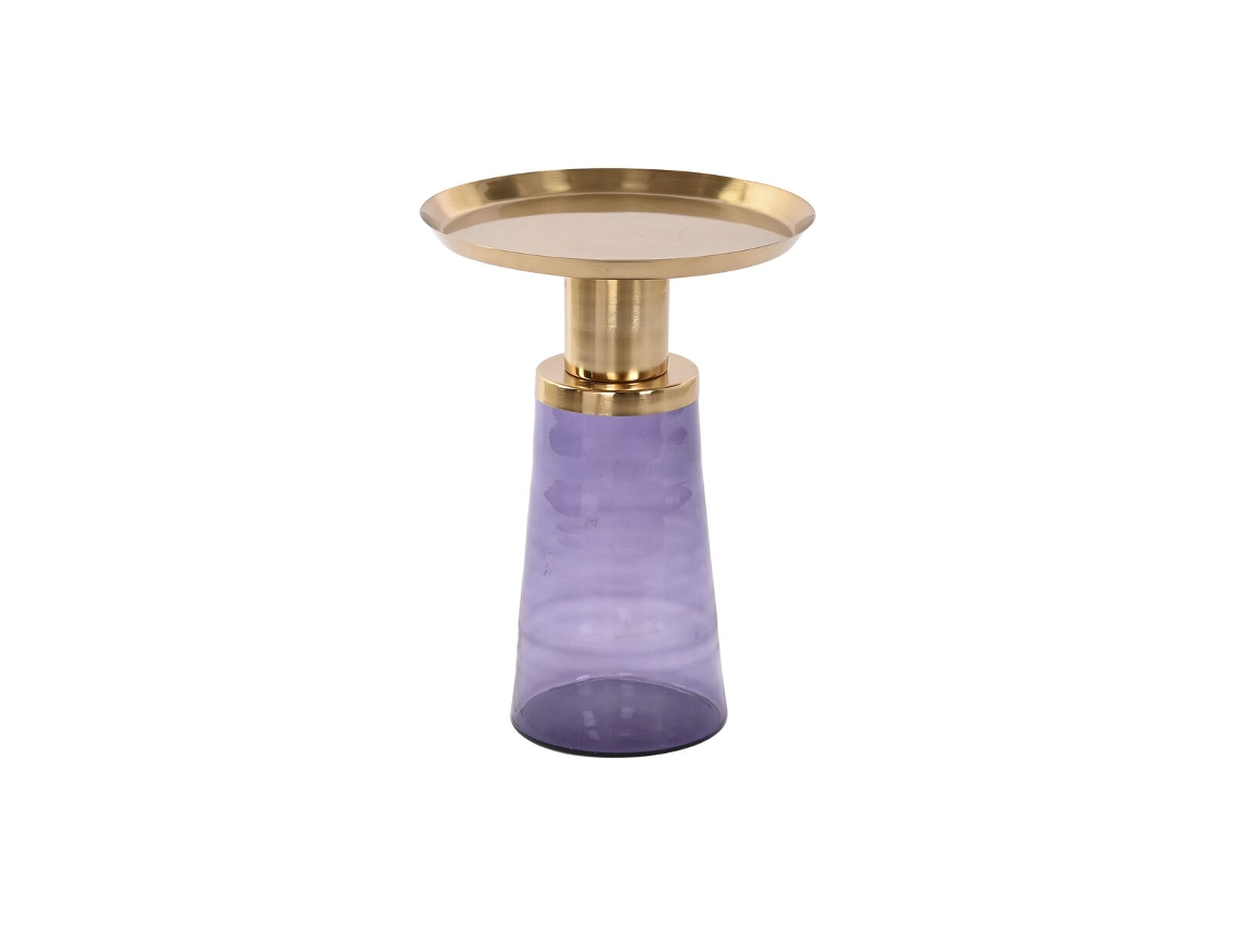 Mesa de Apoio DKD HOME DECOR 37 x 37 x 50 cm Cristal Azul Dourado Ferro
