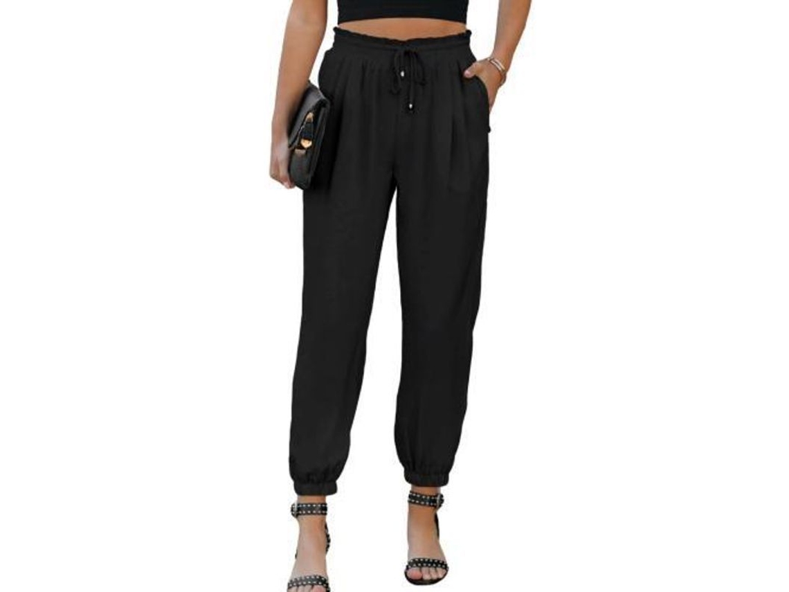 2026 pantalones de Lino Casual Sueltos Con Cintura Alta Elástica Y Bolsillos para Mujer