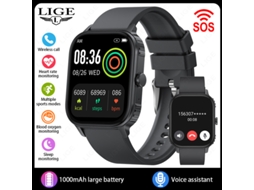 (preto) Smartwatch Esportivo Com Chamadas Bluetooth E À Prova D'água.