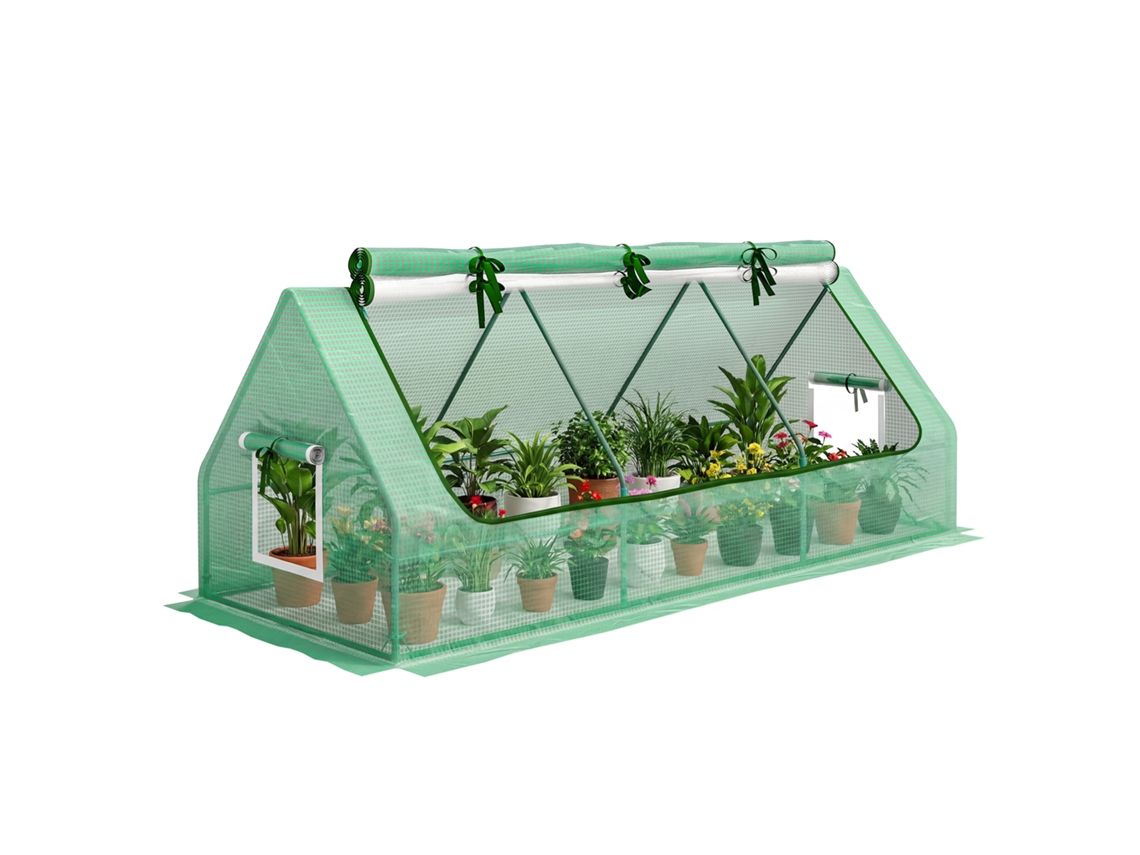 Mini Estufa Verde Com Janelas De Malha E Aço 240 X 90 X 90 Cm