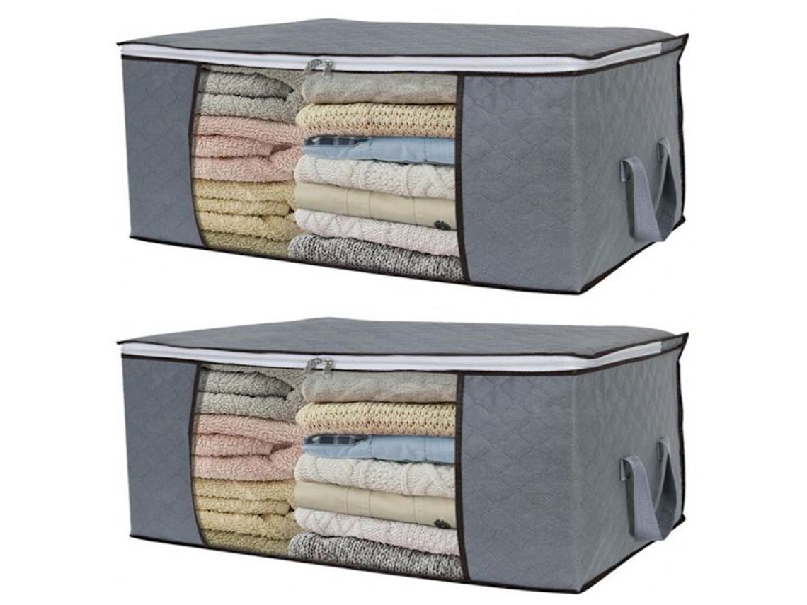 Saco Para Guardar Lençóis, Edredons E Roupas, Cinza, Pacote Com 2